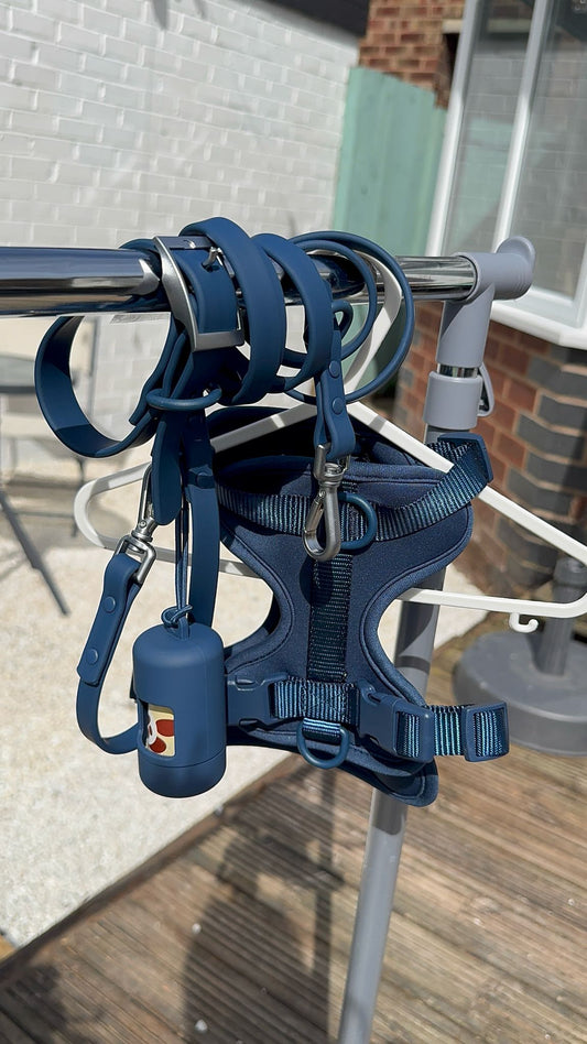 Matching Dog Walking Set | Harness, Collar, Lead & Poop Bag Holder