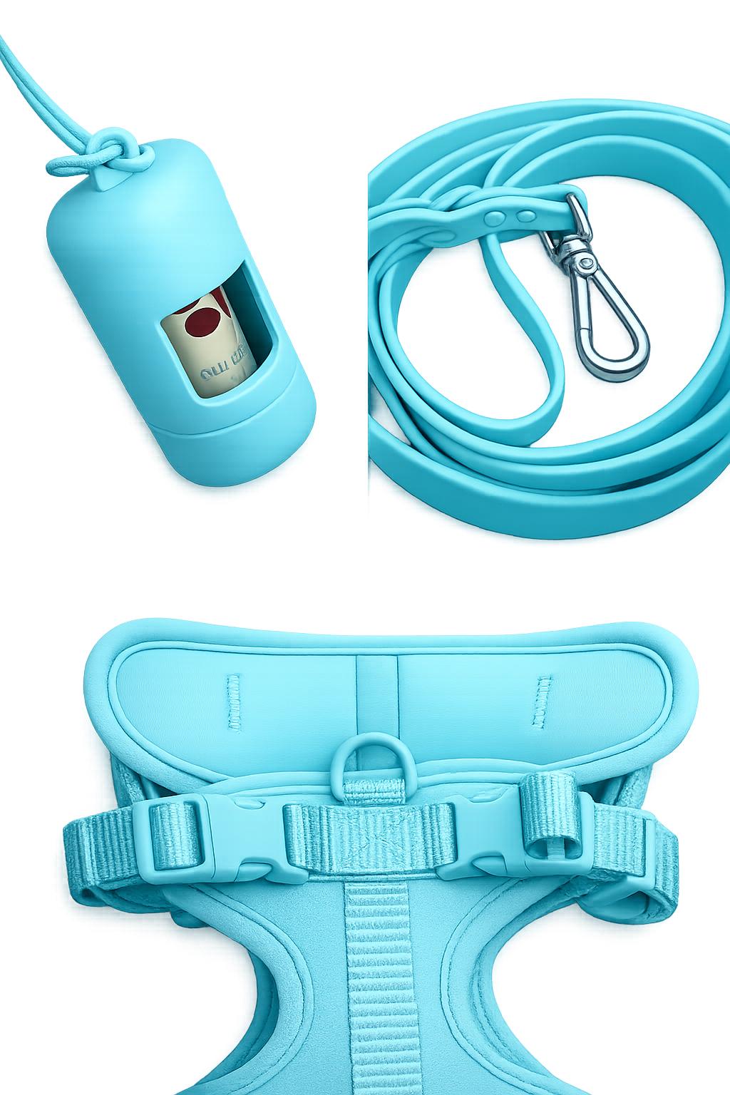 Matching Dog Walking Set | Harness, Collar, Lead & Poop Bag Holder