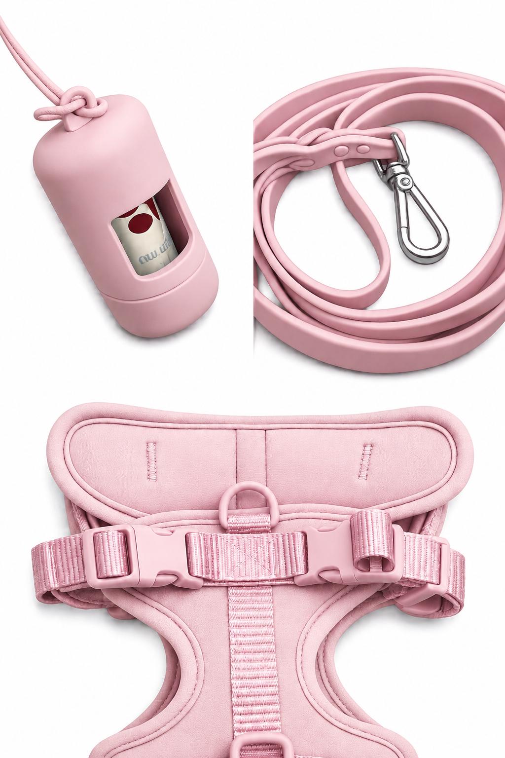 Matching Dog Walking Set | Harness, Collar, Lead & Poop Bag Holder